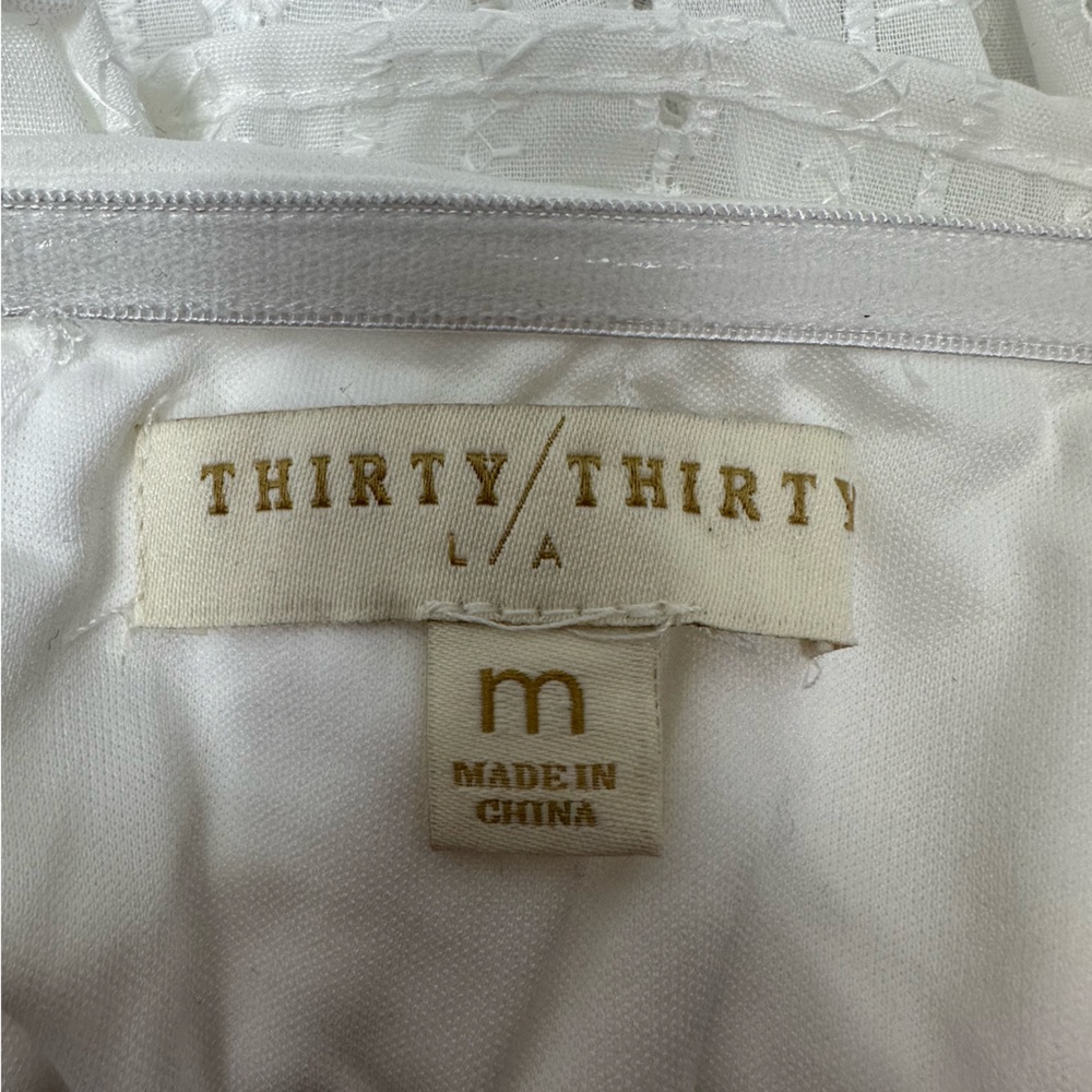 Thirty thirty LA White Eyelet Ruffle Crop Top Medium - Picture 6 of 9